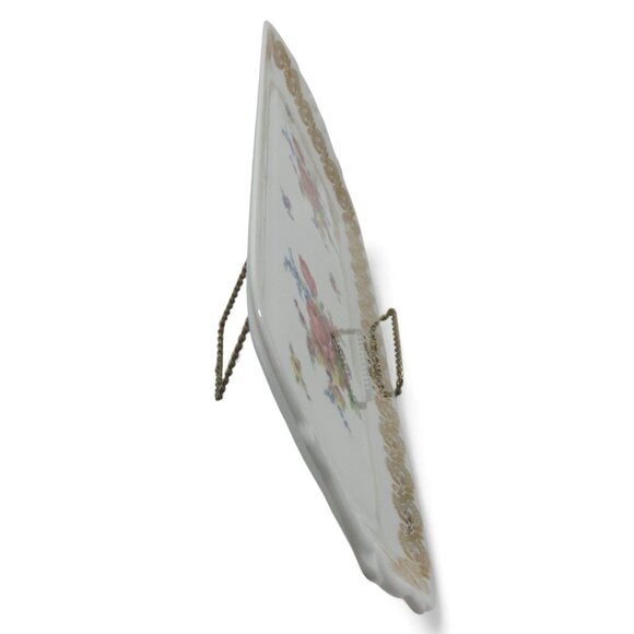 LIMOGES FRANCE Floral Tray Gold Trim Decorative Platter France Vintage 15" - Picture 4 of 11